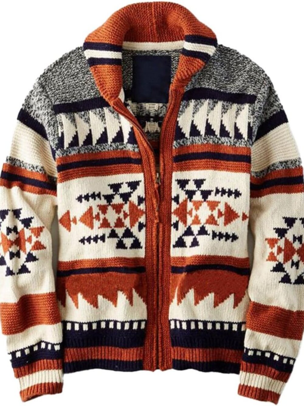 Stylish Men's Casual Print Western Knitted Cardigan Sweater Jacket - Warm & Cozy